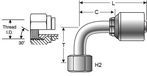 GATES FBSPORX90 MEGACRIMP HOSE FITTINGS (G25832)