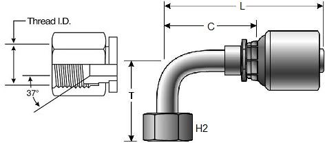 GATES FJX90L MEGACRIMP HOSE FITTINGS (G25181)